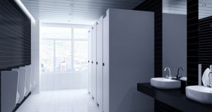 Well cleaned bathroom in a commercial building using our cleaning services