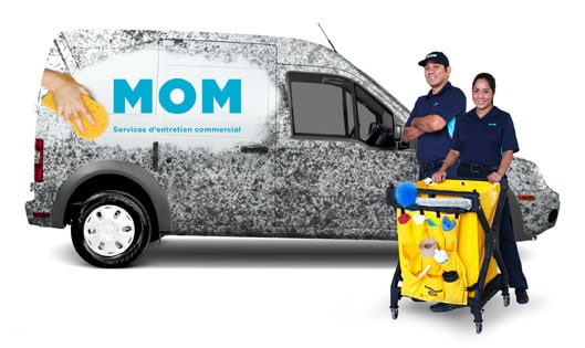One of our team and their truck with professional cleaning equipment